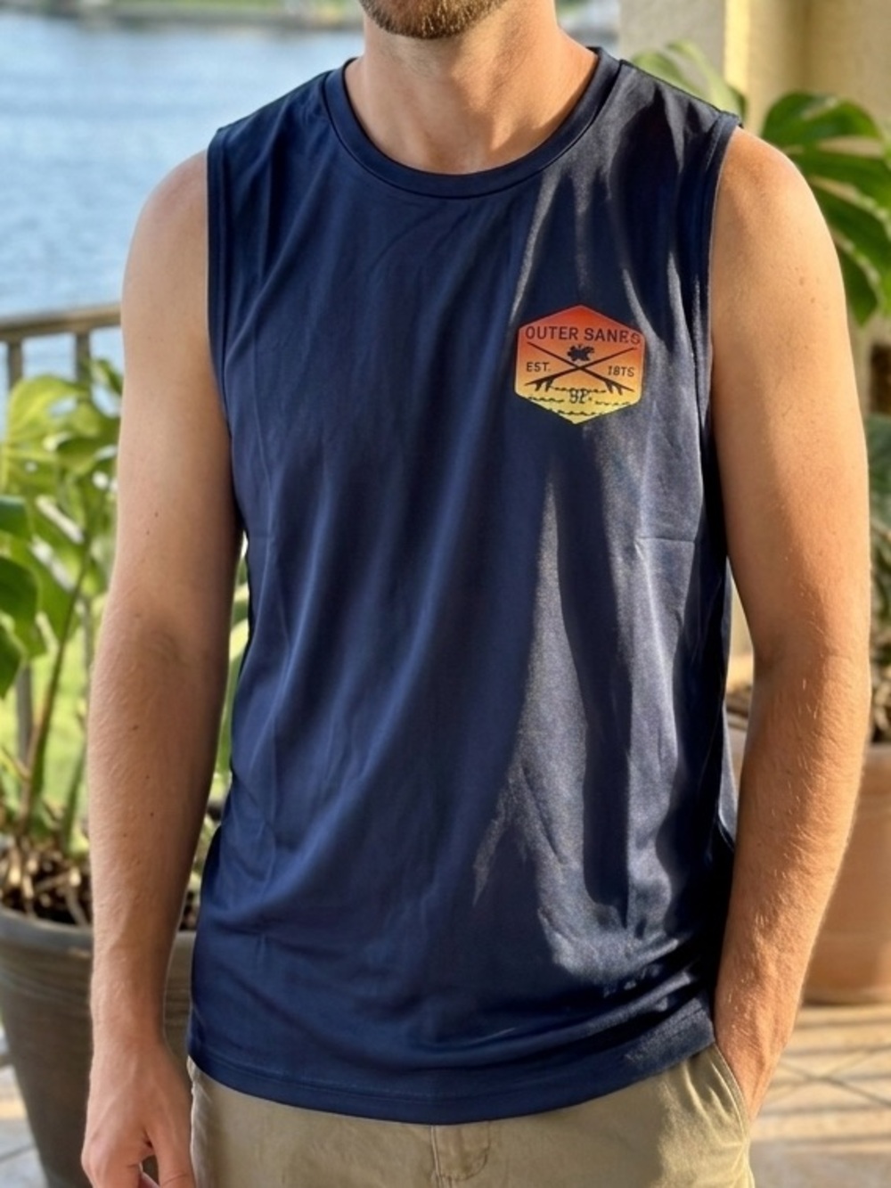 Navy Men's Sleeveless Swim Tank